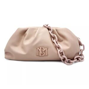 BADGLEY MISCHKA MSRP $129 Blush Pink Wrapped Frame Clutch w/ Chunky Chain Strap